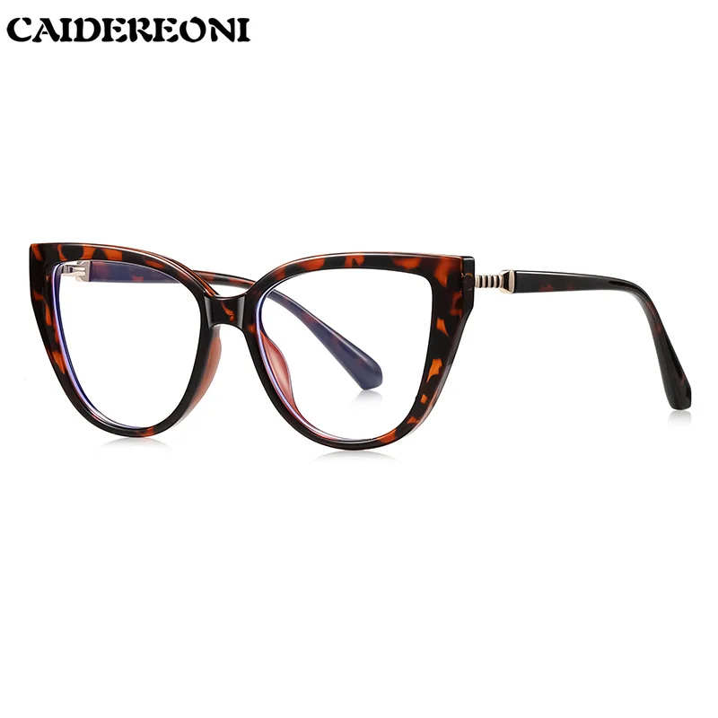 CAIDERONI Vintage Cat-eye Texture Large Frame Women's Color-changing Anti-blue Light Glasses, Prescription Customized LS249