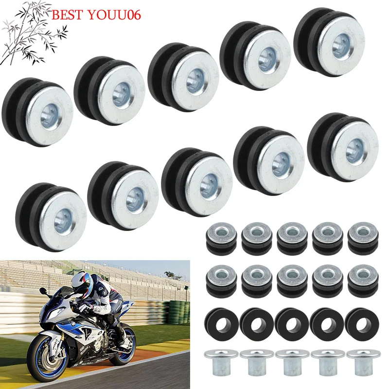 Hot 5Sets Pressure Relief Cushion Motorcycle Rubber Grommets Bolt Kit DIY Accessories Circular Shock Absorber Pad