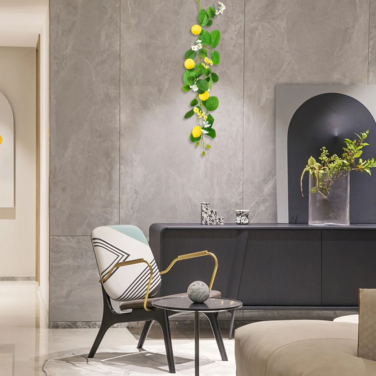 

Imitation Lemon Garland Hanging Rattan Flower Decor for Home Wall Door Window Garden Patio Simulation Plant Pendant