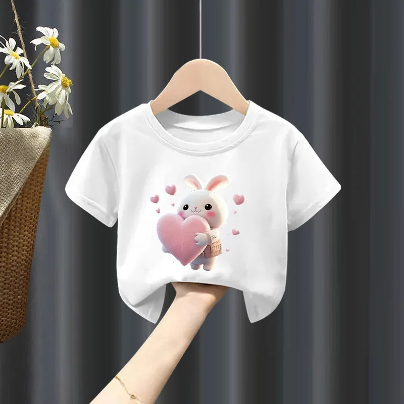 Verão t-shirt com animal print para meninas e meninos, roupas de manga curta, novo design