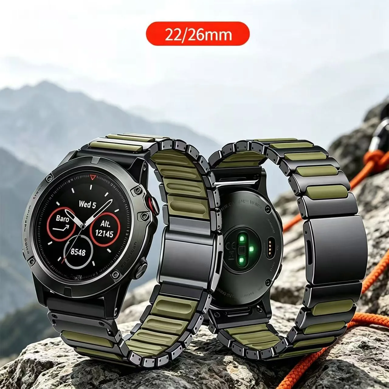 22 26mm Titanium Watch Band For Garmin Fenix 8 47mm 51mm 7 7x 7Pro/5XPlus Instinct Epix Marq Aviator Forerunner Quick Fit Strap
