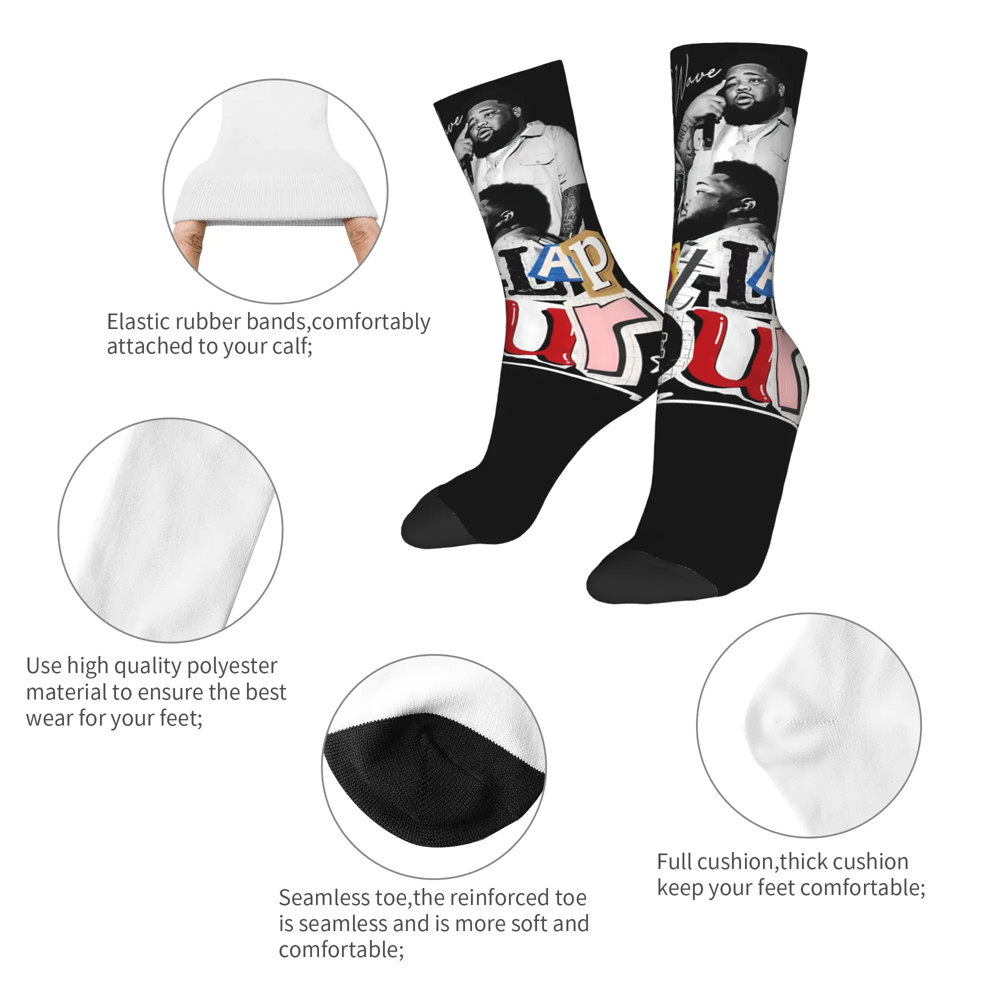 Cool Rod Wave Hip Hop Rapper Last Lap  Soccer Socks  Polyester Long Socks for Women Men Non-slip