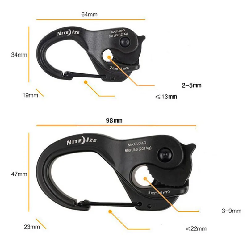 NiteIze CamJam Cartier cordino autobloccante hook up alluminio legato quick up Lock strumenti per fibbia in corda di trasporto