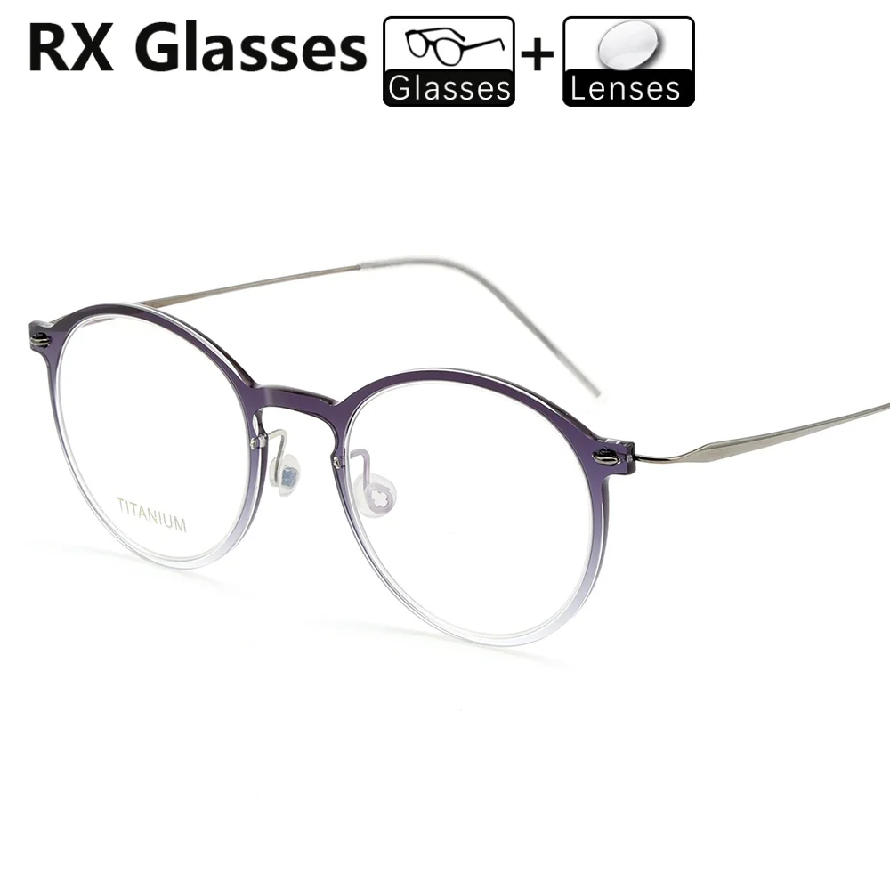 

RX Nylon Round Eyewear Myopia Hyperopia Prescription Glasses Customize Progressive Lenses Pure Titanium Optical Frame Women Men