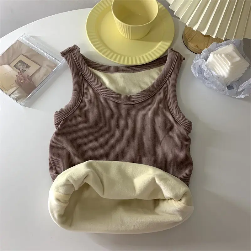 

Women's Tank Top vest Thick Velvet Warmth Strap Autumn Winter Tailored Versatile Anti Cold Inner Wear Bottom Warm Top Women vest