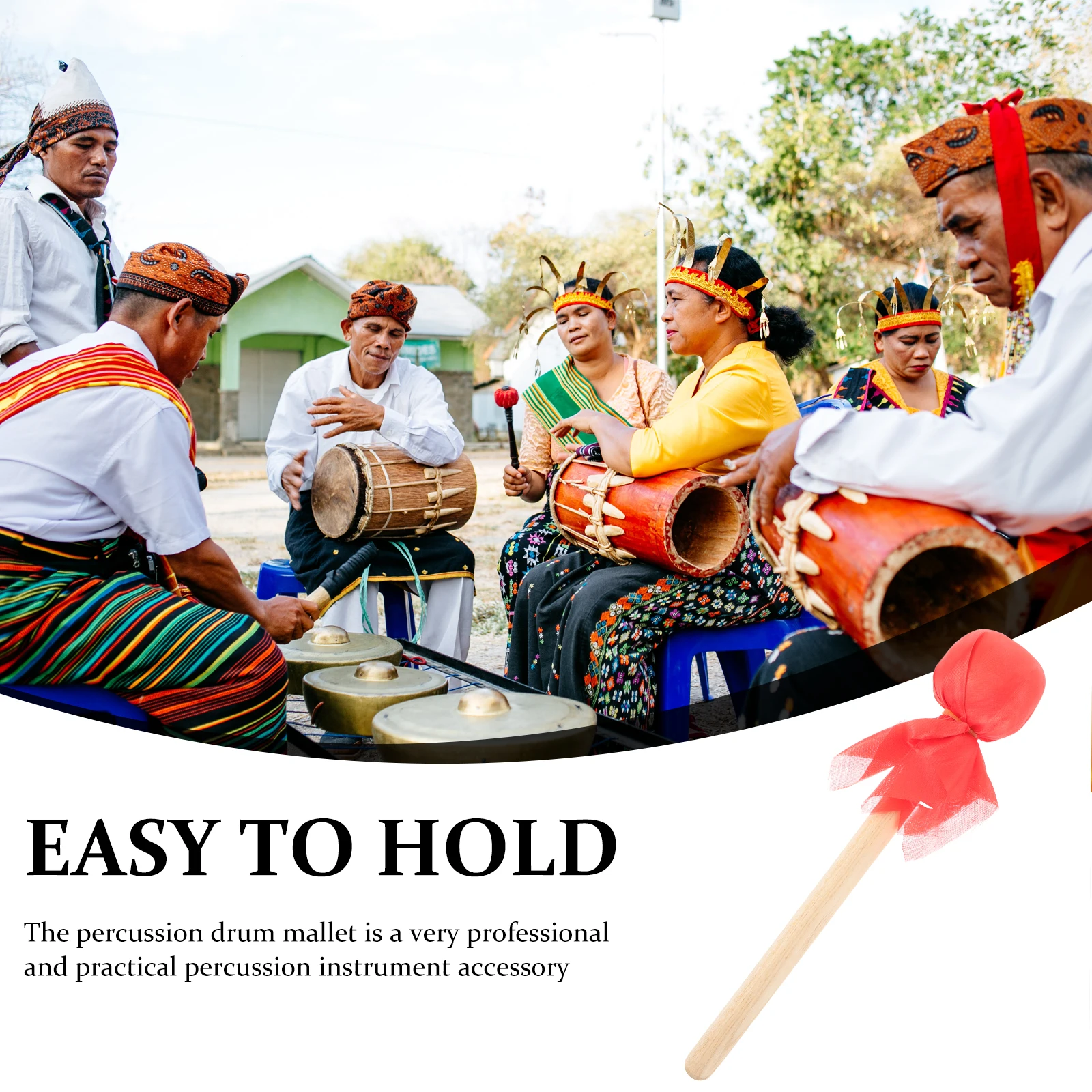 

1pcs Wooden Handle Drum Mallet Felt Sturdy Durable Smooth Comfort Grip Percussion Stick Beginner Professional Practice Tool