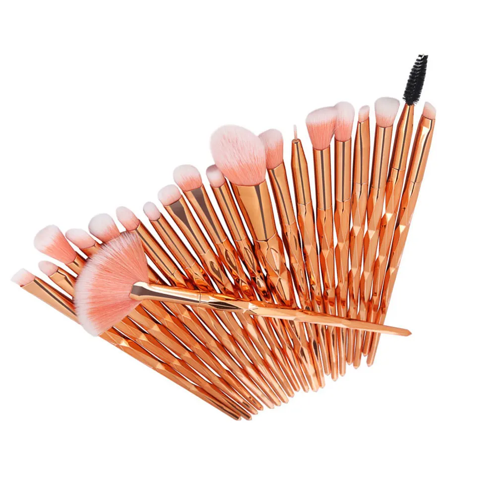 20pcs Makeup Brush Set Rose Golden Soft Bristles Full Face Tools For Foundation Eyeliner Lip Women'S Makeup Kit