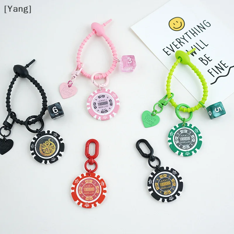 1 Piece Creative Strategy Key Chain Dice Accessories Good Luck Chips Keychain Pendant Backpack Schoolbag Trendy Accessory