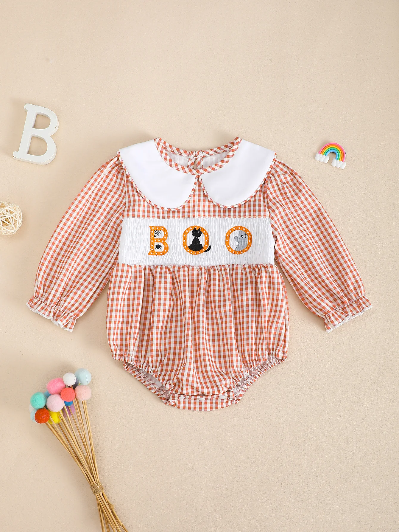 

Cute Baby Girl Long Sleeve Onesie with Collar Infant Clothing Toddler Romper Comfortable Soft Fabric Baby Outfit