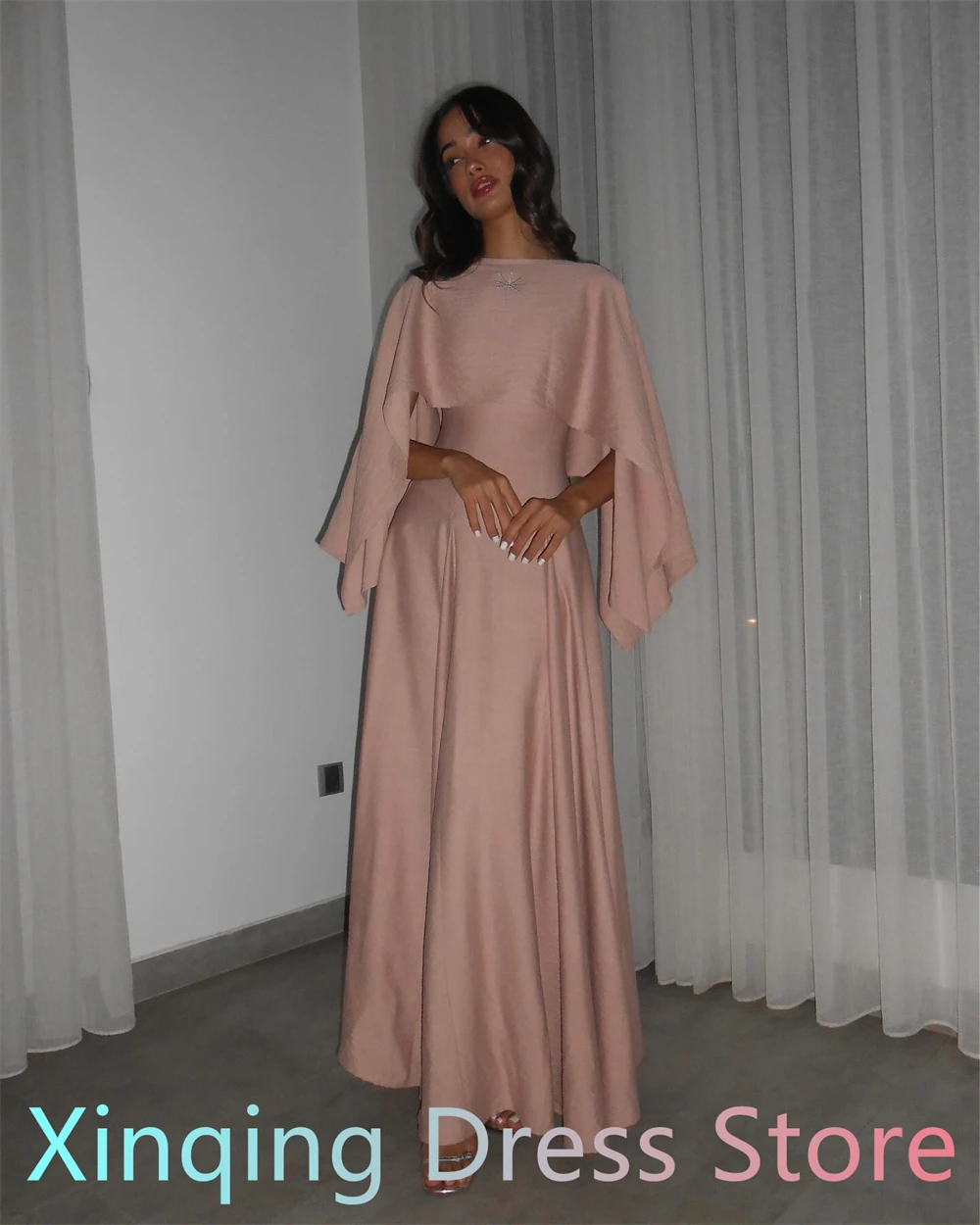 Customized  Simple Jersey Evening Dress Classic O-Neck Sleeveless Homecoming Gowns Fashion Sweep Train Special Occasion