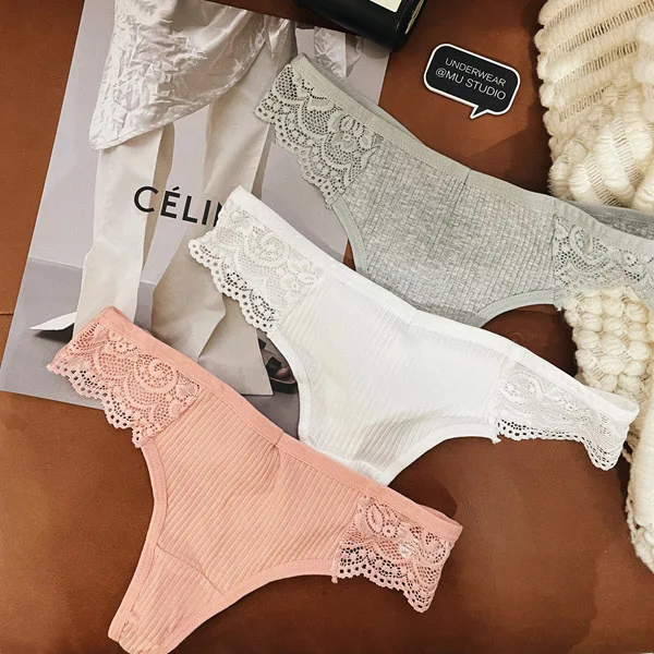 SP&CITY Lace Cotton Seamless Thongs Thin Breathable Soft Women's Underpants Low Waist Hollow Out Sexy Panties Traceless Briefs