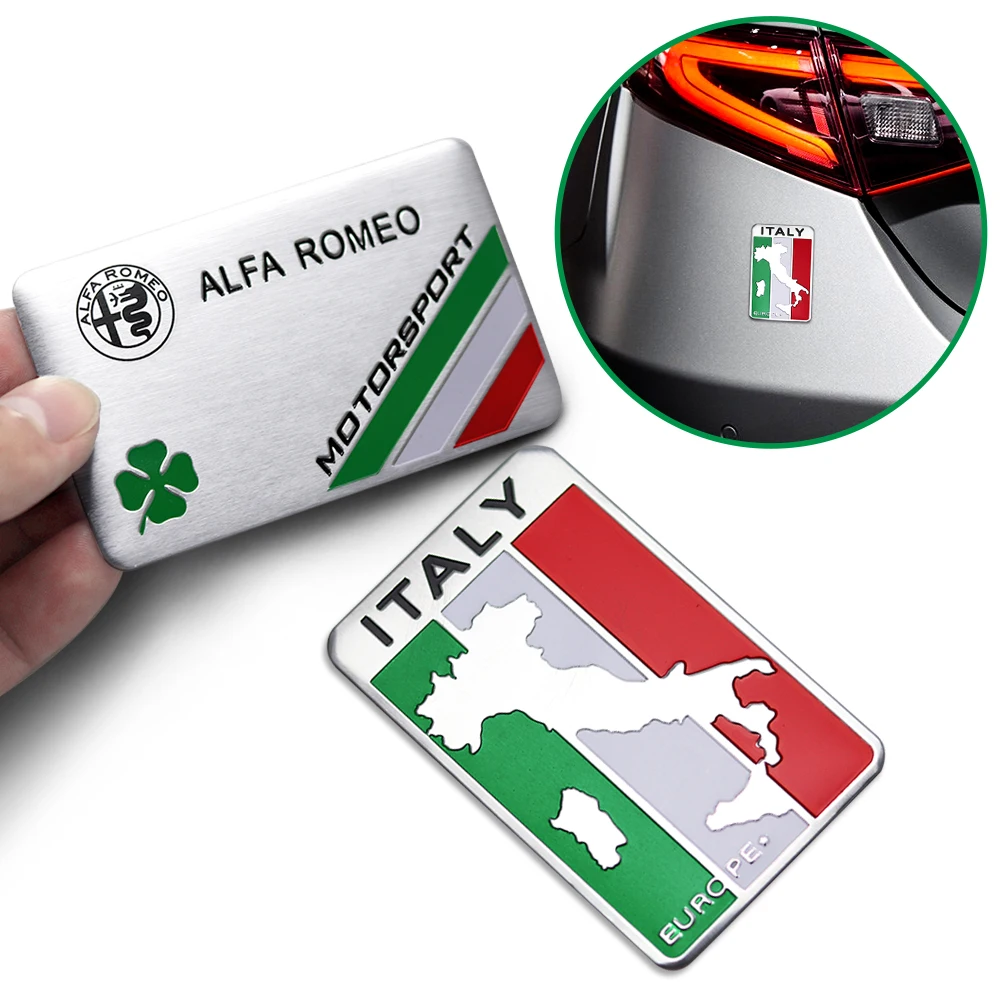 Car Aluminum Badge Body Decor Sticker For Alfa Romeo Italy Giulietta GT 159 147 156 Mito Brera Giulia F1 Stelvio Volante Clover