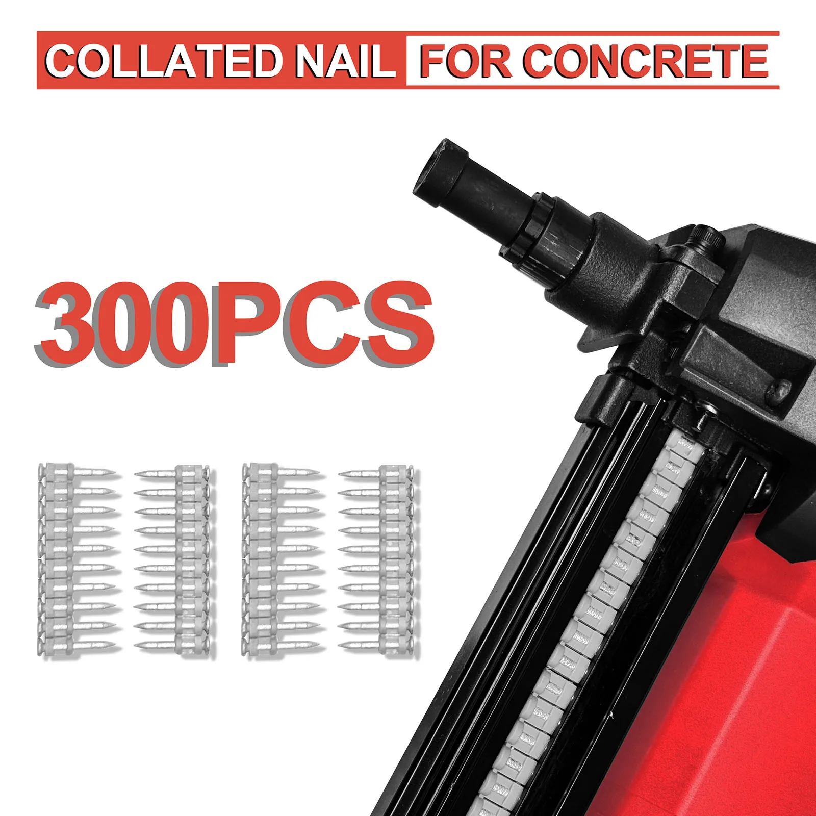 

NailTask 300PCS Strip Nails 7/8″ Plastic Strip Nails Drive Pin For Gas Corderless Concrete Nailer Fastening Metal Framing
