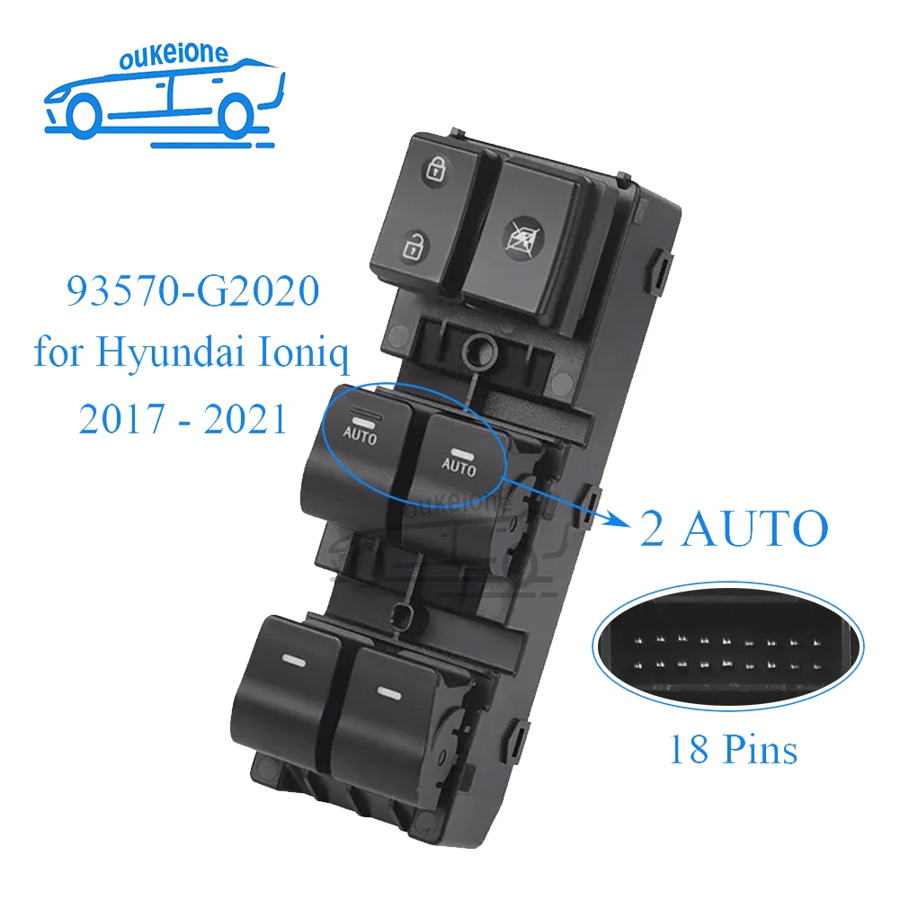 

Front Left Power Master Window Lifter Switch Control Regulator Button for Hyundai Ioniq 2017 2018 2019 2020 2021 93570-G2020