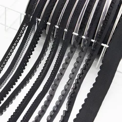 Wholesale Black Series Single Edge Loop Lace Stretchy Trim Elastics Spandex Bands Ribbon For Underwear Lingerie Sewing Craft