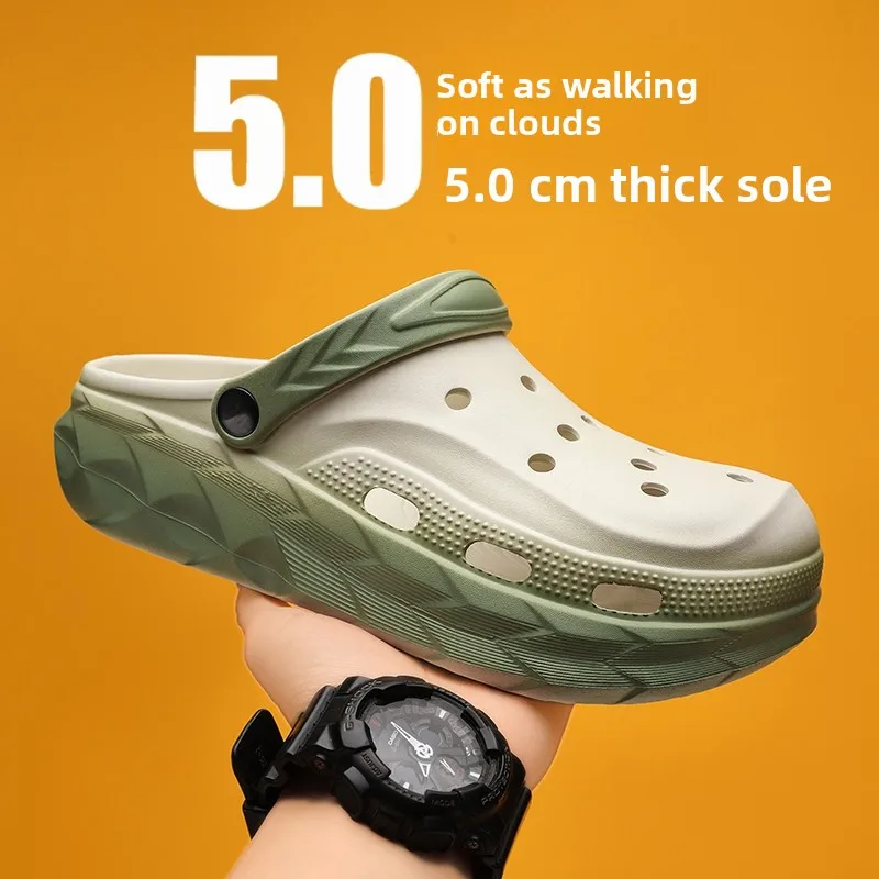 Unisex Summer Outdoor Wear Anti-Slip Two-Purpose Open-Toe Clog Shoes Driving Sports Big Size 45 Beach Sandals Breathable EVA