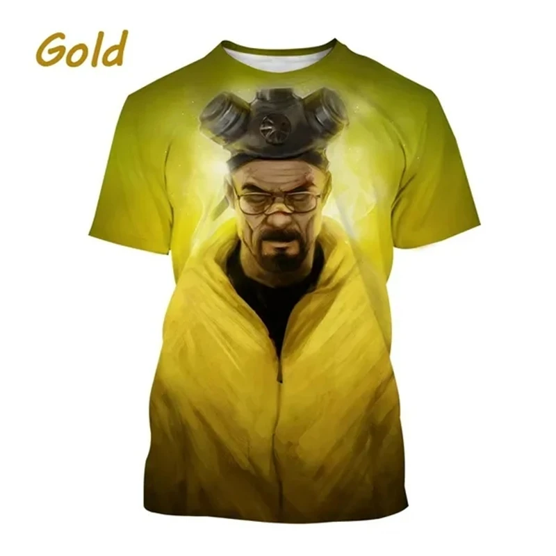 Movie Breaking Bad Heisenberg 3D Print  Casual Tees short sleeve Tshirt O-Neck Men Cool T-Shirt Tops Men\'s Clothing