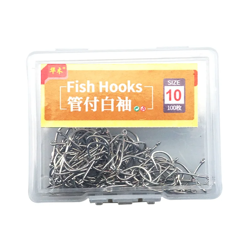 10 Boxes Barbed Eyes Fish Hook Set of High Carbon Steel White Cuff Hook Sea Fishing Hook Accessories Fishing Carp Tackle Pesca