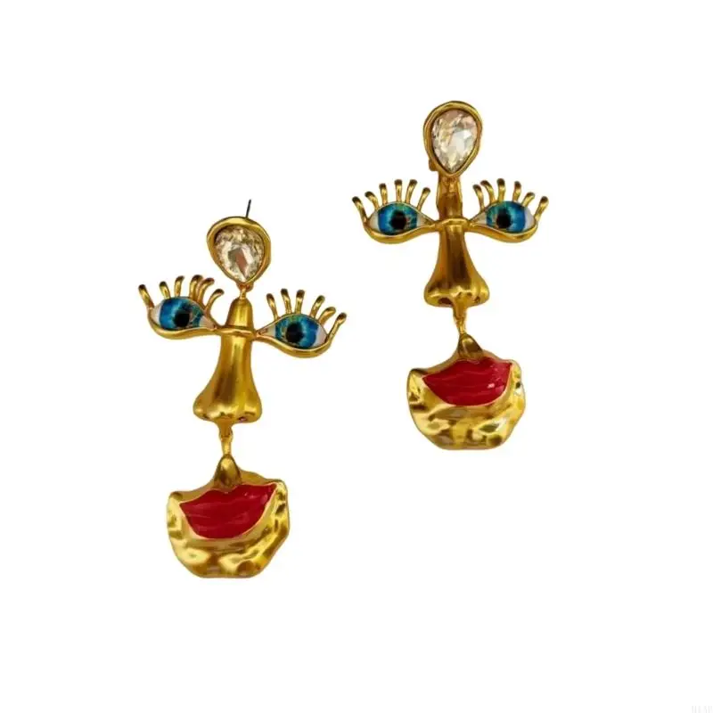 

91AF Unique Grotesque Aesthetic Face Earrings/Necklace Copper Material Accessories For Women And Men Fashion Jewelry