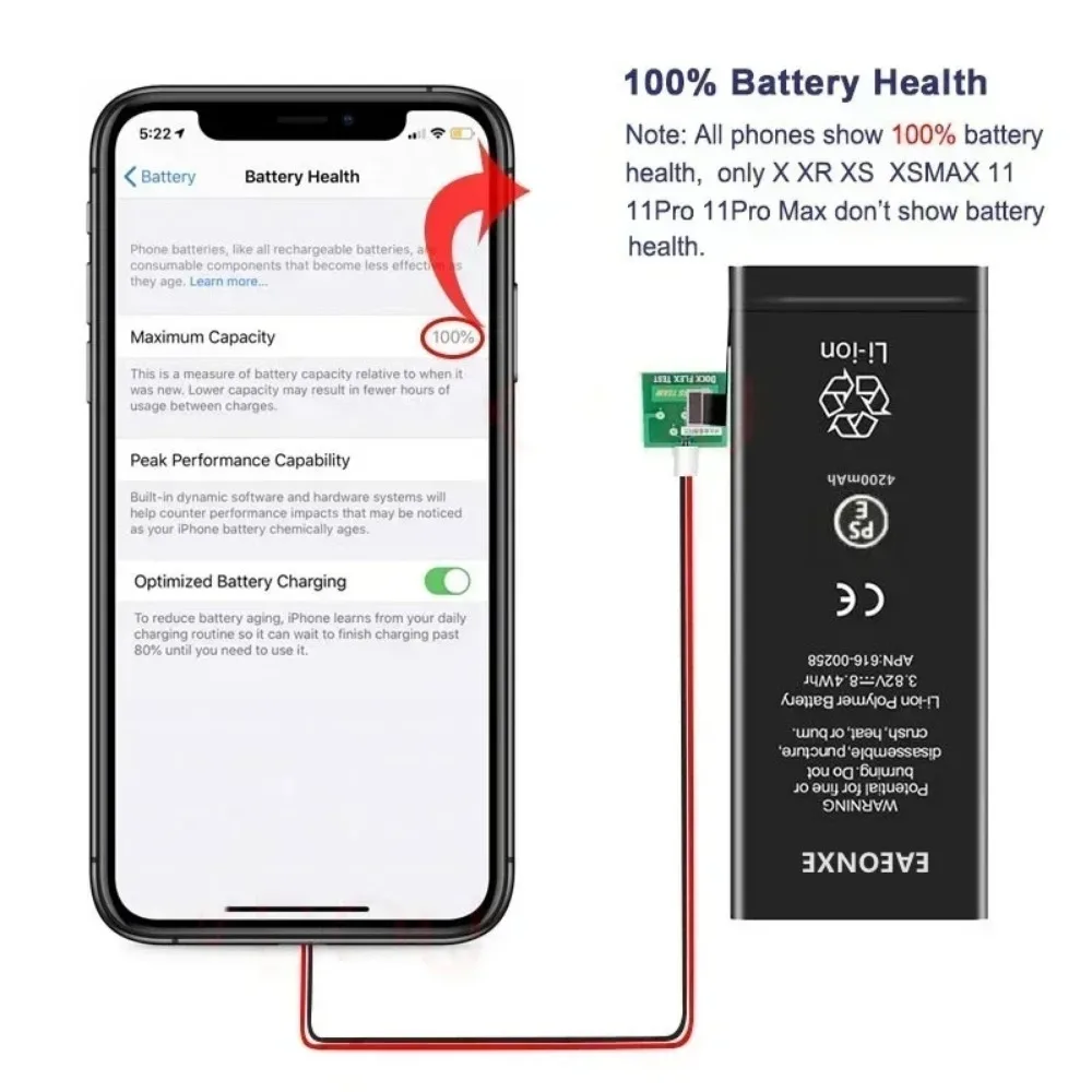 Original High Capacity Rechargeable Batterie For Apple iPhone 11 12 Pro 6 S 7 8 Plus X XS Max battery for iphone Lithium Battery