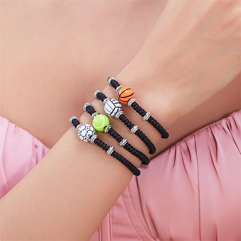 Charm Football Soccer Rugby Bracelet For Men Women Handmade Woven Rope Adjustable Chain Friendship Jewelry Gift Wholesale
