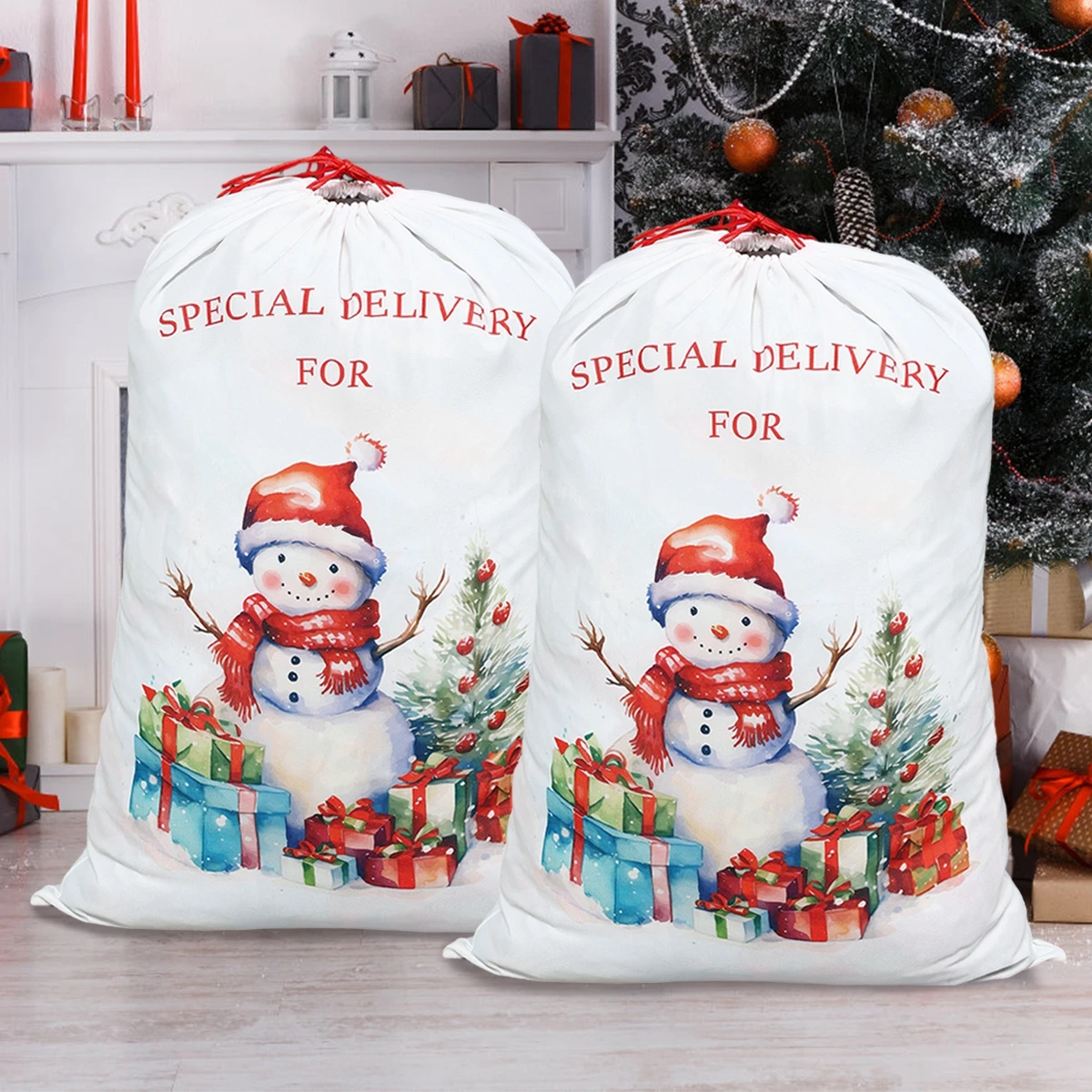 2024 Christmas Drawstring Linen Bags Christmas Decoration for Home Pendant Xmas Large Gift Bags Navidad Natal New Year Gift 2025 images - 6