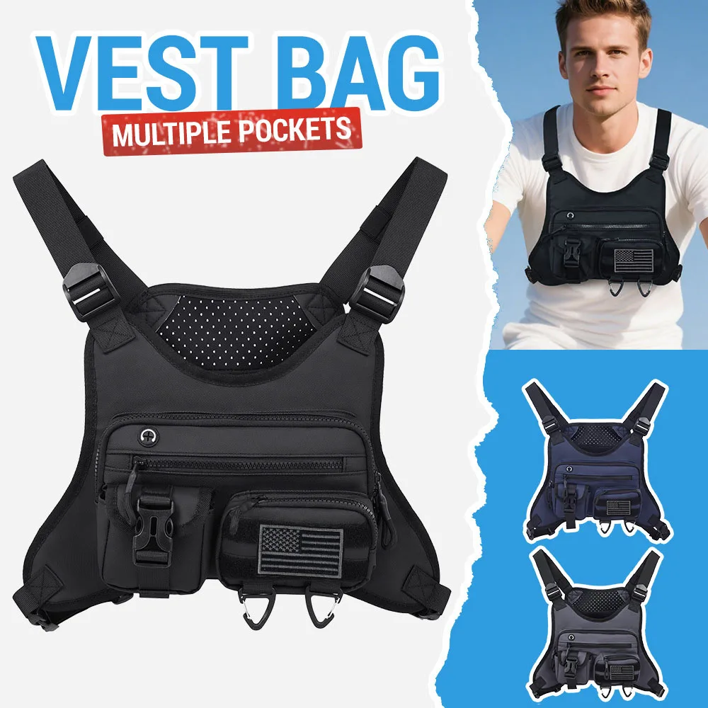 

Men Multi-pocket Climbing Bag Lightweight Multifunctional Outdoors Sports Vest Bag for Hiking Running Camping Cycling Backpacks