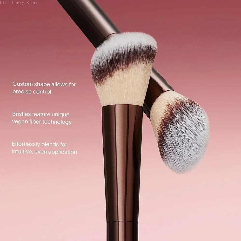 Brosse à Blush sablier No.15, brosse de maquillage pour Contour des points coudés avec cheveux synthétiques doux, manche en métal