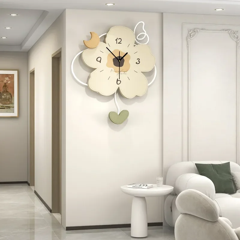 for Cream Wind Flower Wall Clock Living Room High Sense Fashion Creative Simple Clock Home Dining Room Decoration Wall
