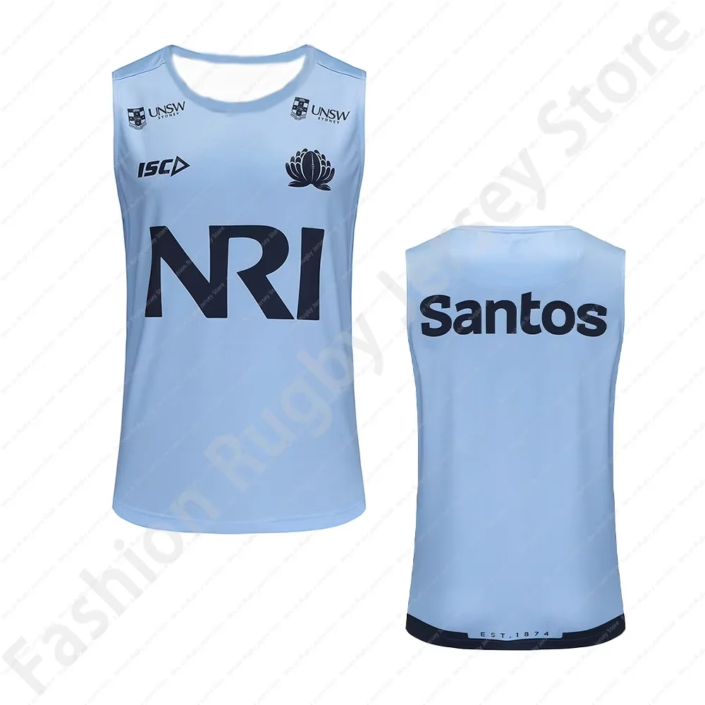 Nsw Waratahs Isc 2025 Mens Training Singlet Sky Blue Rugby Jersey Clothes Sportwear Tee Boys Team T Shirt Tank Top Vest Home Hot