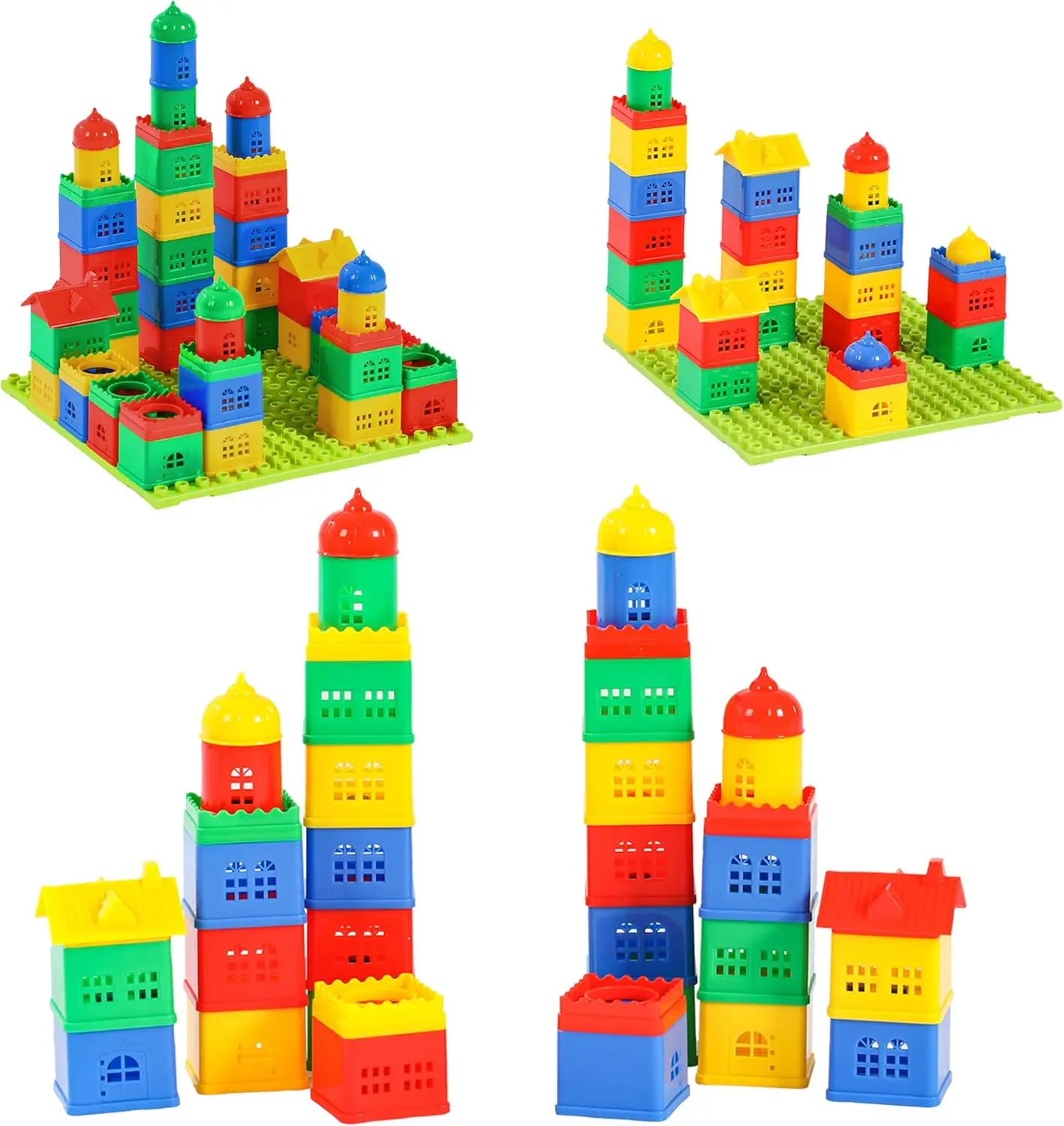 Toddler Building Blocks for Kids Ages 4-8, Toddler Blocks Stacking Toys, Fun House Big Blocks Building Sets with 10” x 10” Basep