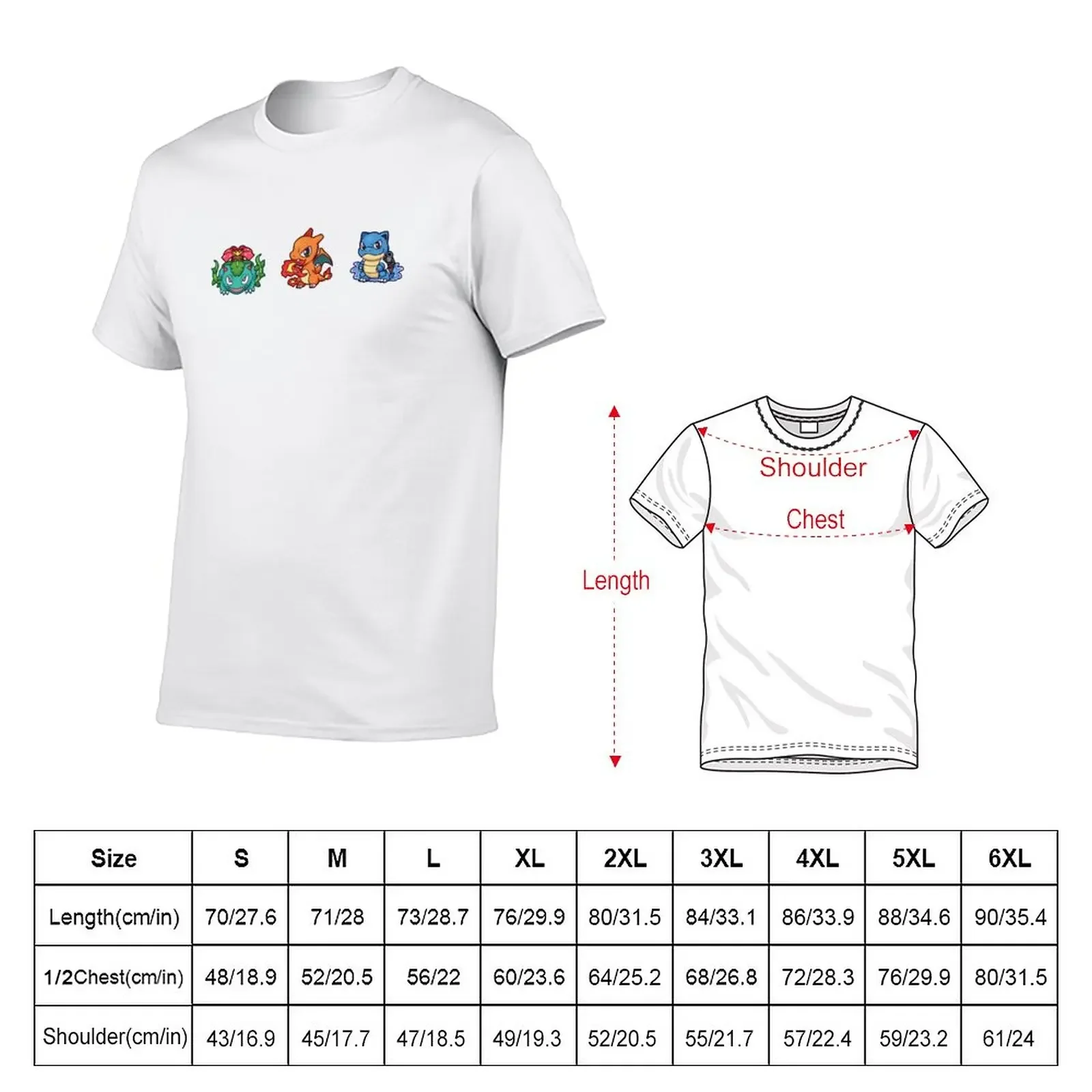 New Kanto Starters T-Shirt tops sports fan t-shirts clothes for men