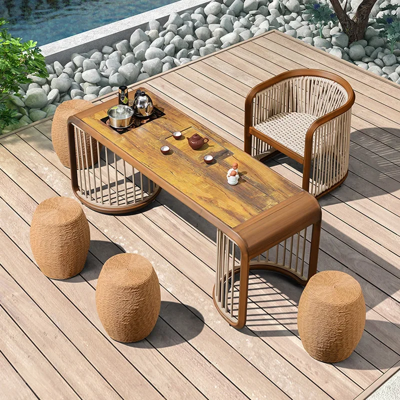 

Garden table and chair rattan chair tea table and chair combination outdoor garden terrace sun room leisure