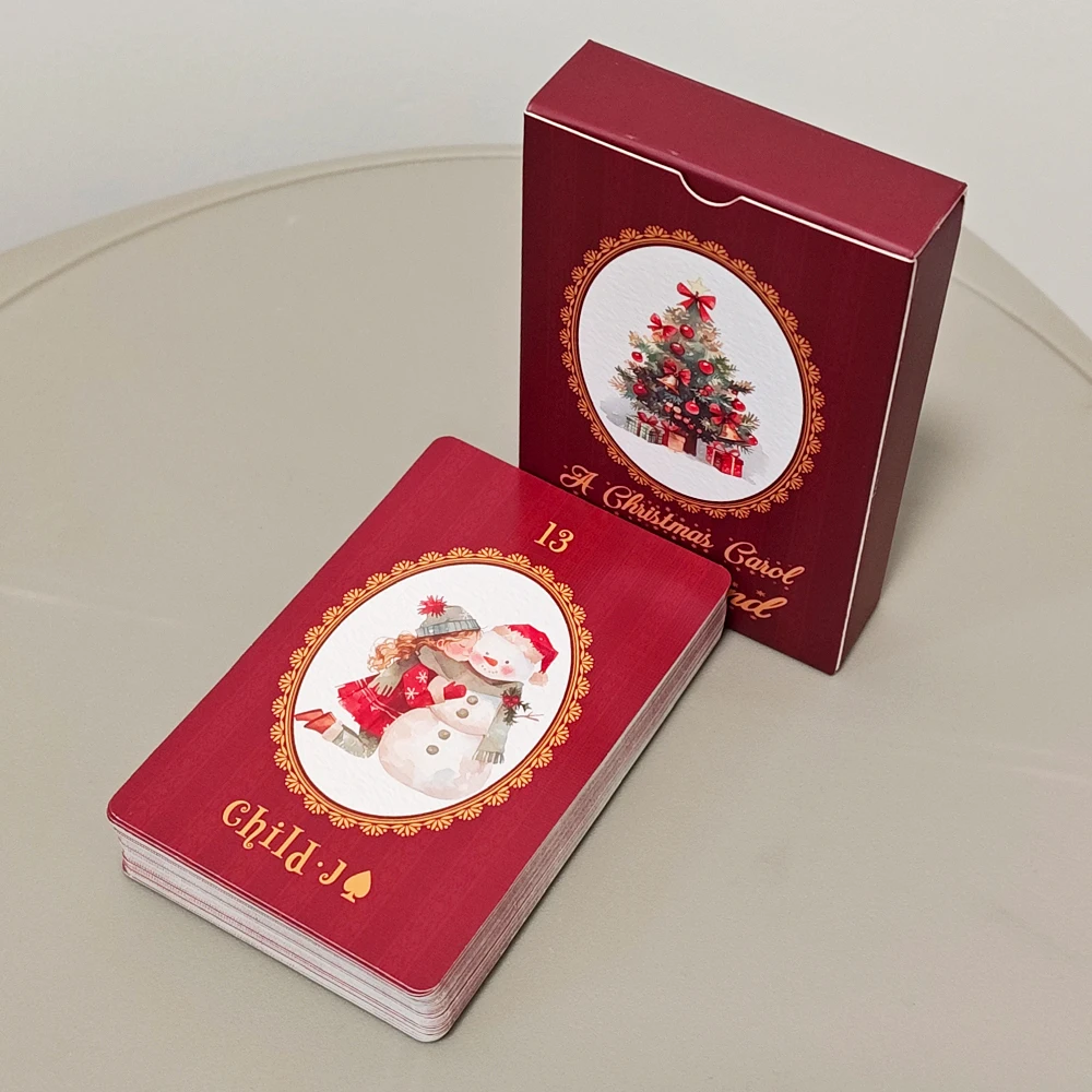 9 x 6 cm großes Weihnachtslied-Lenormand-Deck, 42 Stück, niedliche Lenormand-Karten mit Weihnachtsmotiv, gedruckt auf 350 g/m2 doppelt geprägtem Karton