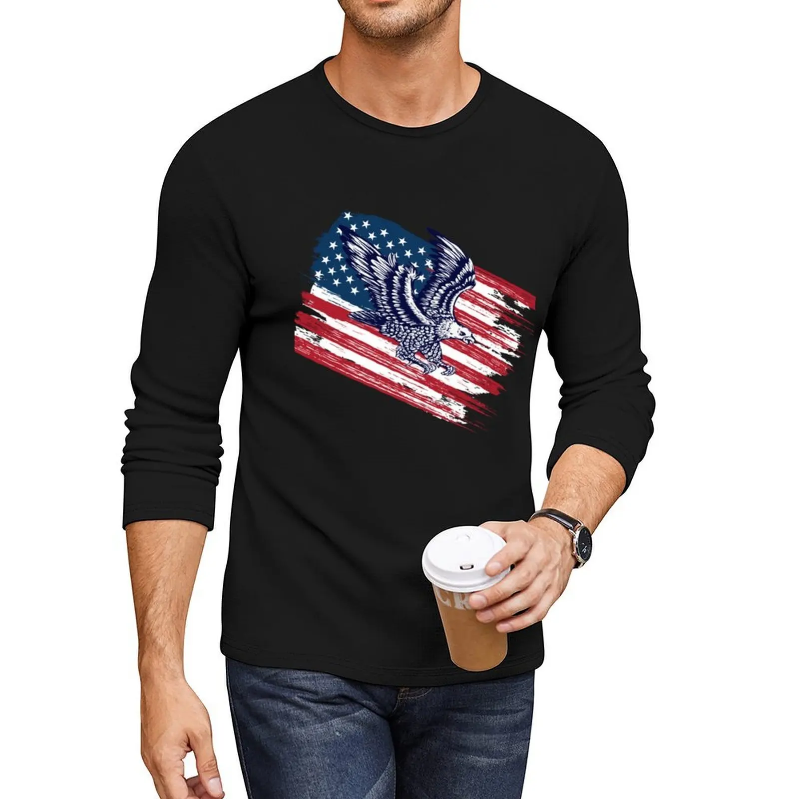 

flag united states Long T-Shirt custom t shirt funny t shirts graphic t shirt Aesthetic clothing men shirts