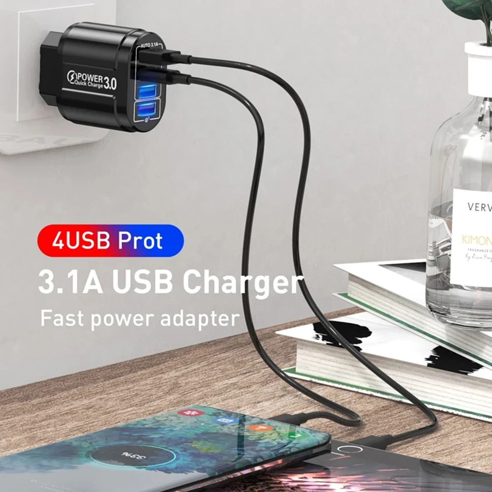 48W Fast Charging USB Type C Charger 4 Port EU KR PD QC3.0 Wall Quick Charge Phone Adapter For iPhone 15 Xiaomi Huawei Samsung