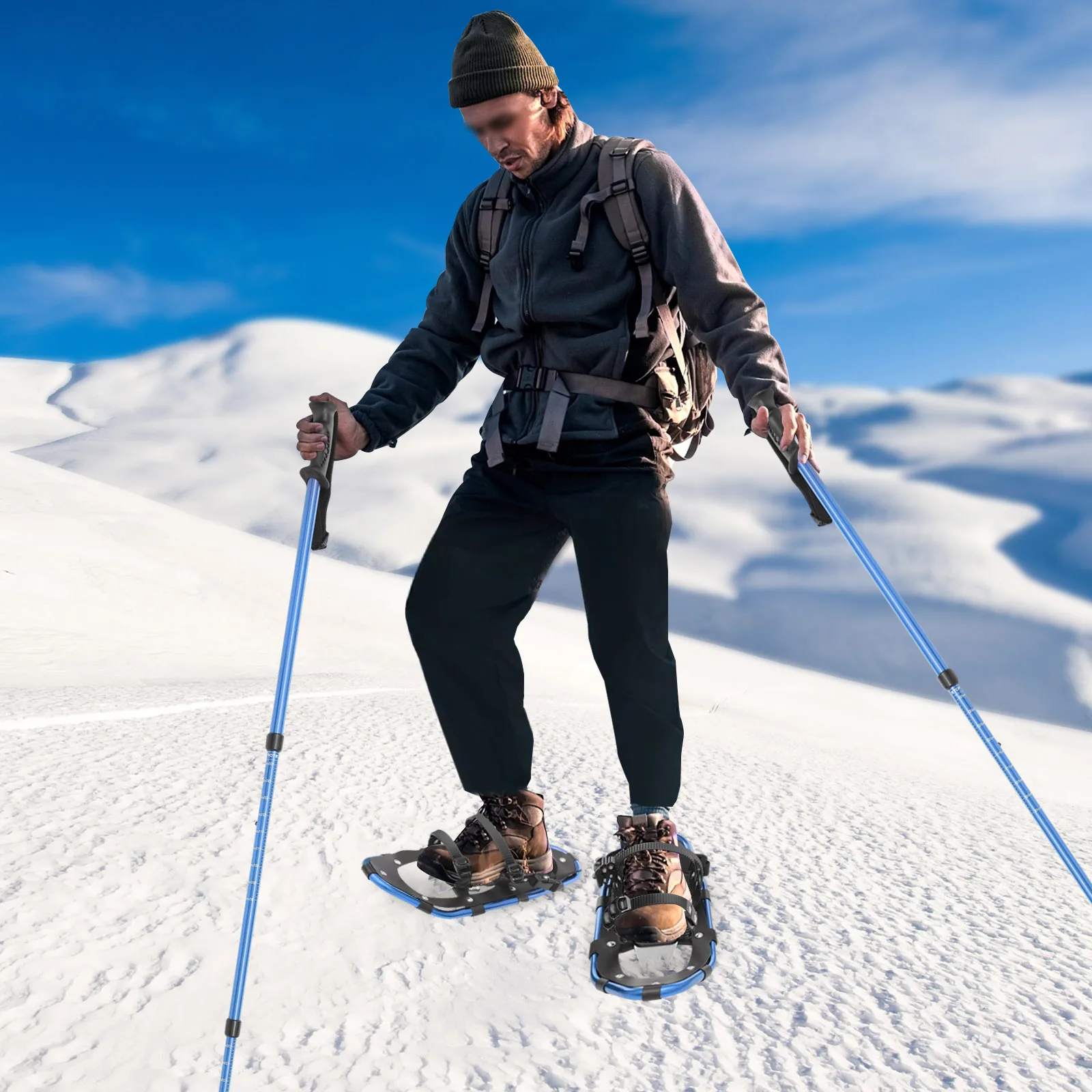 

21 Inch Snowshoes with Adjustable Trekking Poles Anti-slip & Cold Resistant for Men Women Youth Outdoor Ski Resort Adventures