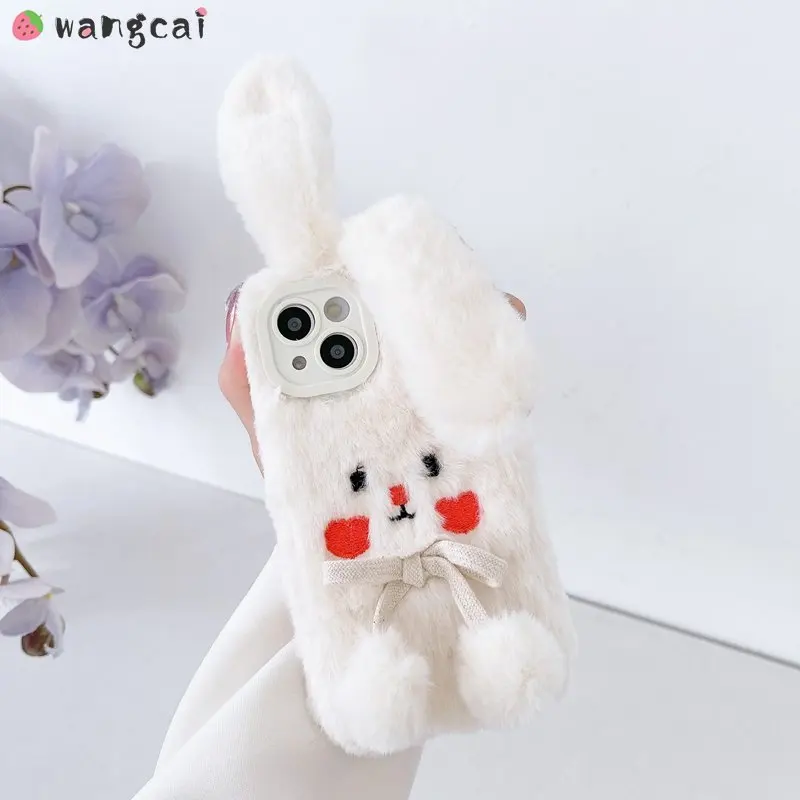 lovely Plush Fur Rabbit Case For Samsung Galaxy A04 A14 A54 A73 A53 A33 A23 A13 A03 Core A03S A60 Warm Phone Cute Fluffy Case