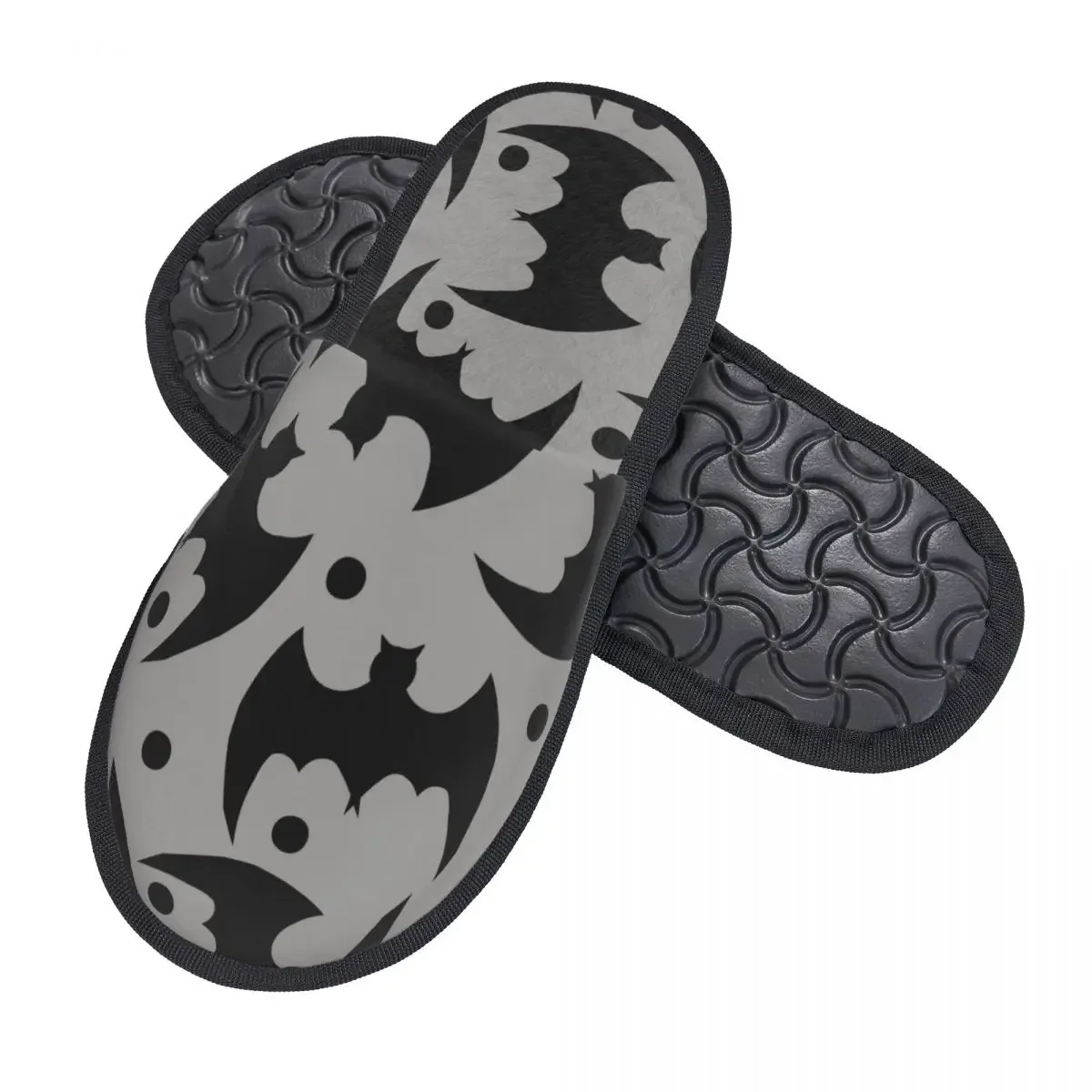 Men Women Plush Indoor Slippers Gray Black Bats Warm Soft Shoes Home Footwear Autumn Winter 2023