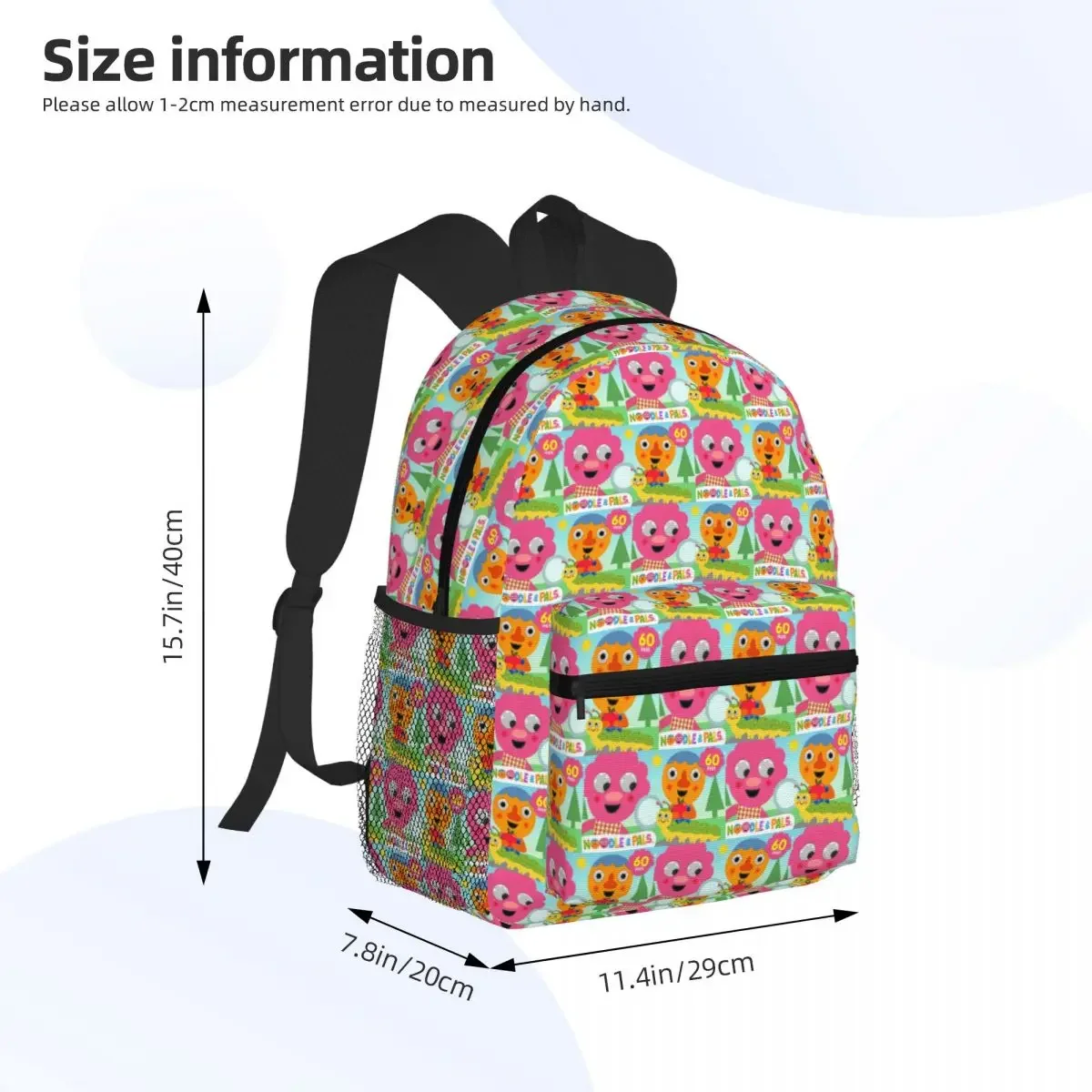 Noodle And Pals Micro Super Simple Cool Student Backpack School Bag Hiking Travel Daypack for Men Women Bookbag Shoulder Bags