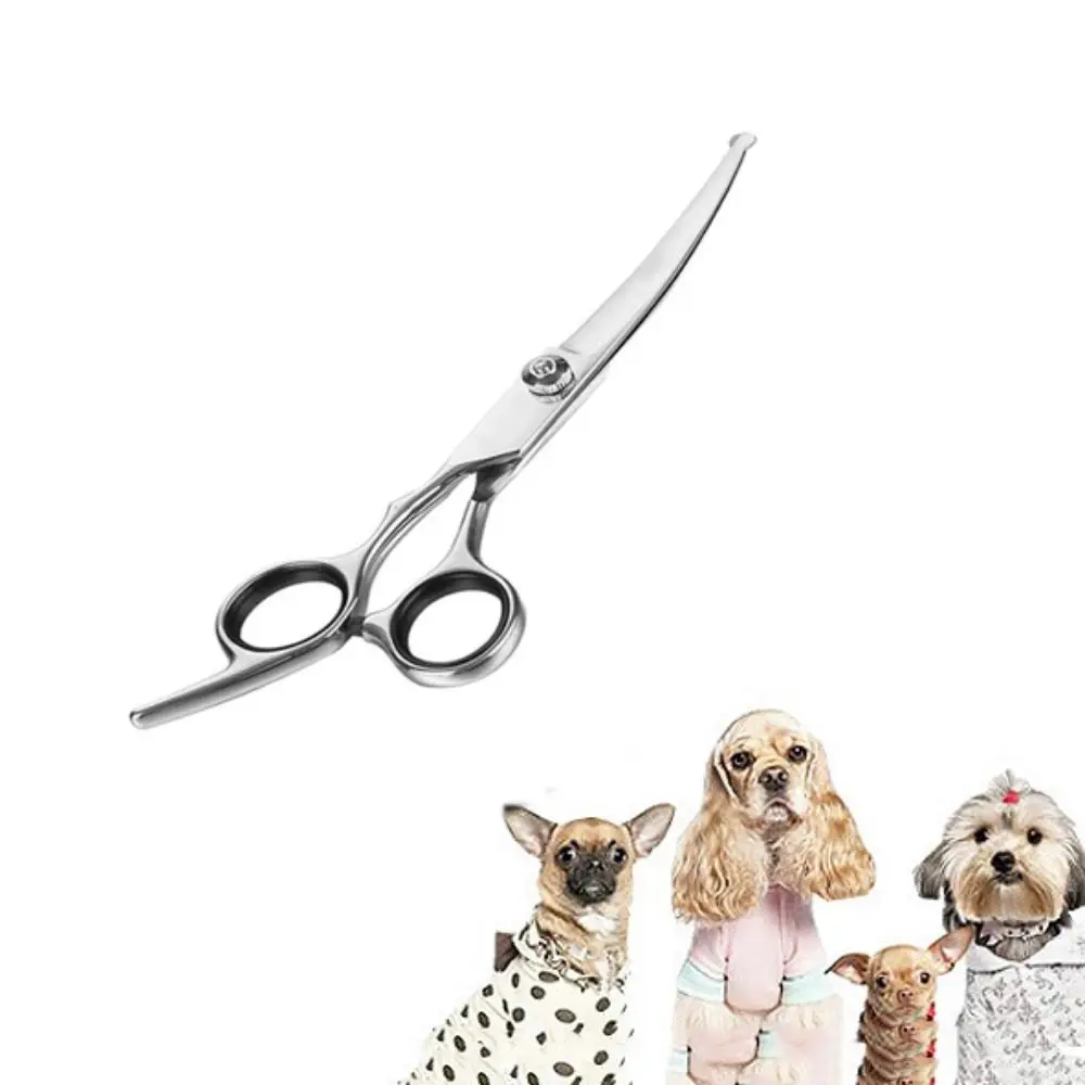 1 Pc Dog Hair Cutting Shears Pet Hairdressing Curve Scissors With Safety Round Tips Cat Curved Scissors Pet Beauty Shop Supplies