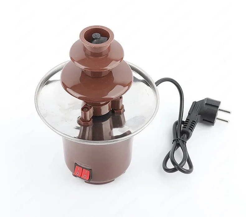 New Mini Chocolate Fountain Three Layers Creative Design Chocolate Melting with Heating Fondue Machine Mini Waterfall Hot Pot