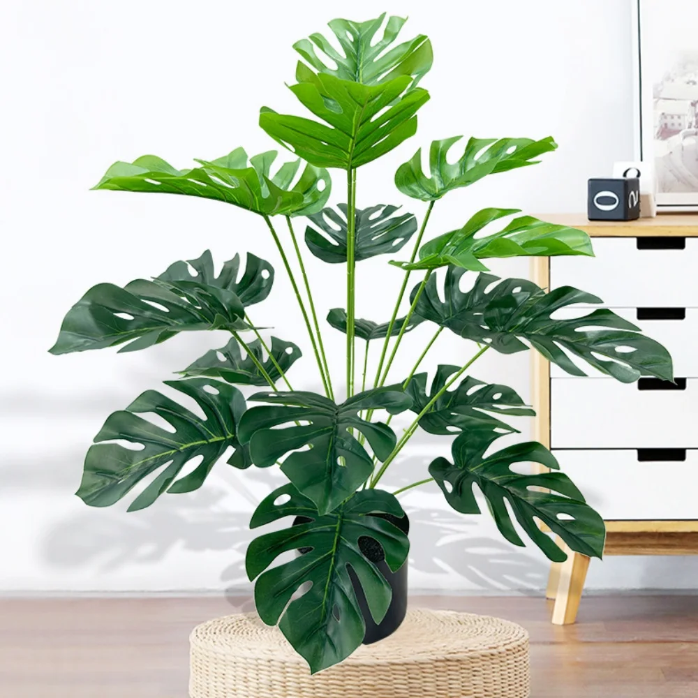 Big Size Leaves Hyphosis Green Plant Artificial Plants Turtle Leaf Simulated Bonsai Potted Ornament Office Desk Home Room Decor