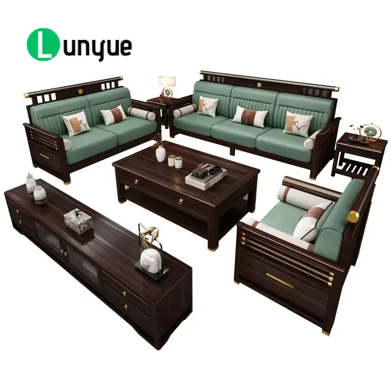 New Chinese Style Ebony Solid Wood Sofa Corner Concubine Combination Modern Simple Living Room Home Zen Small Apartment