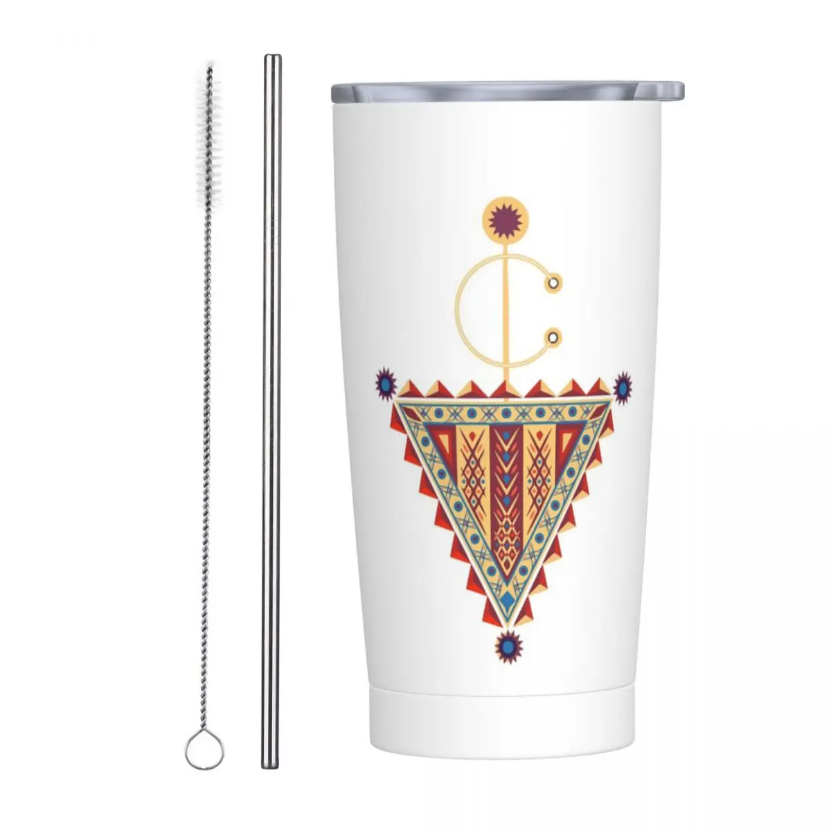 Amazigh Tazerzit Emblem Of The Moroccan Berbers Stainless Steel Tumbler Vacuum Insulated Mug Thermal Cold Bottle Straws With Lid