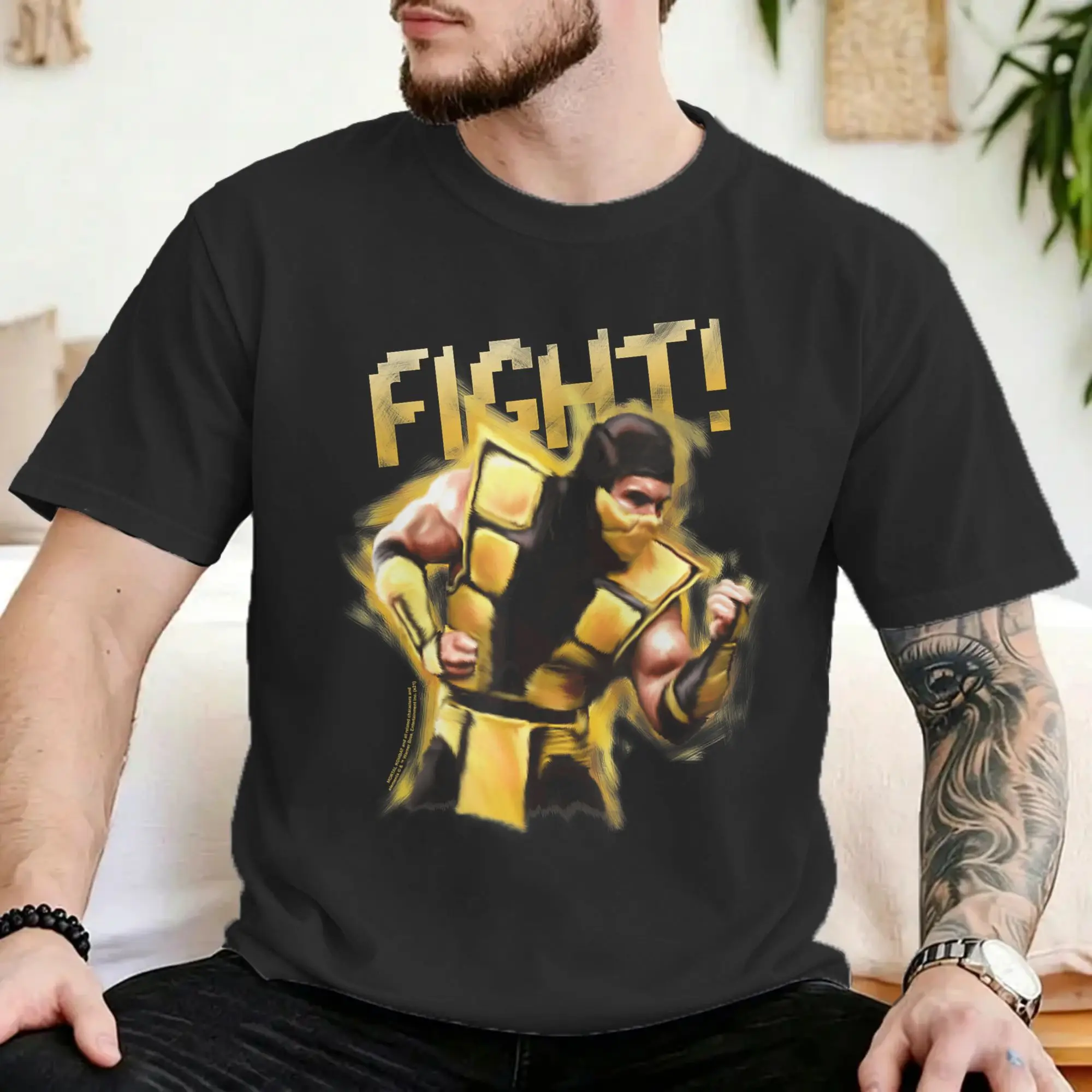 Camiseta Mortal Kombat Fight para homens e mulheres, 100% algodão, camisetas engraçadas, gola redonda, manga curta, roupas plus size