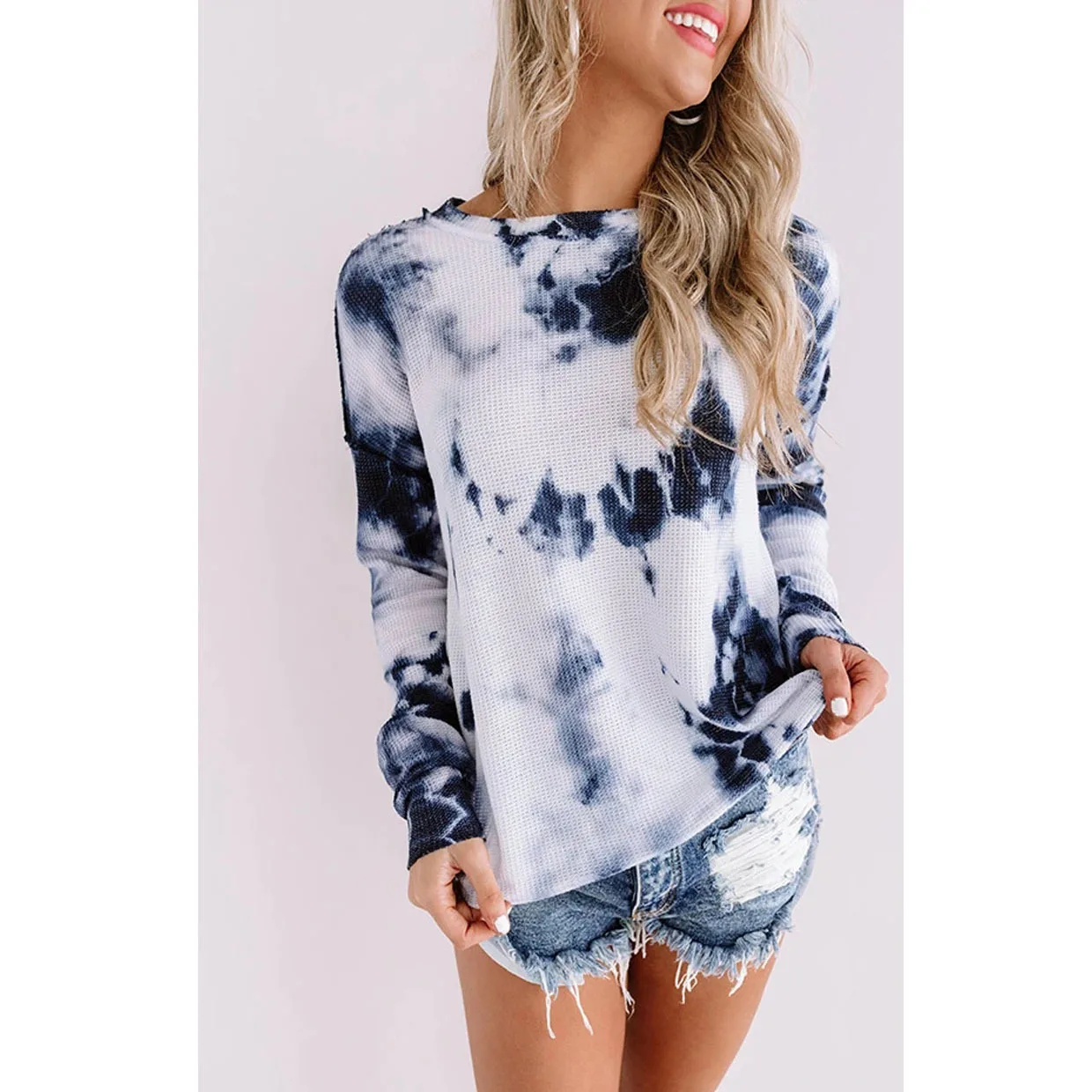 2025 Autunno Inverno Nuova maglietta a maniche lunghe con stampa sfumata 20818 Tie-Dye
