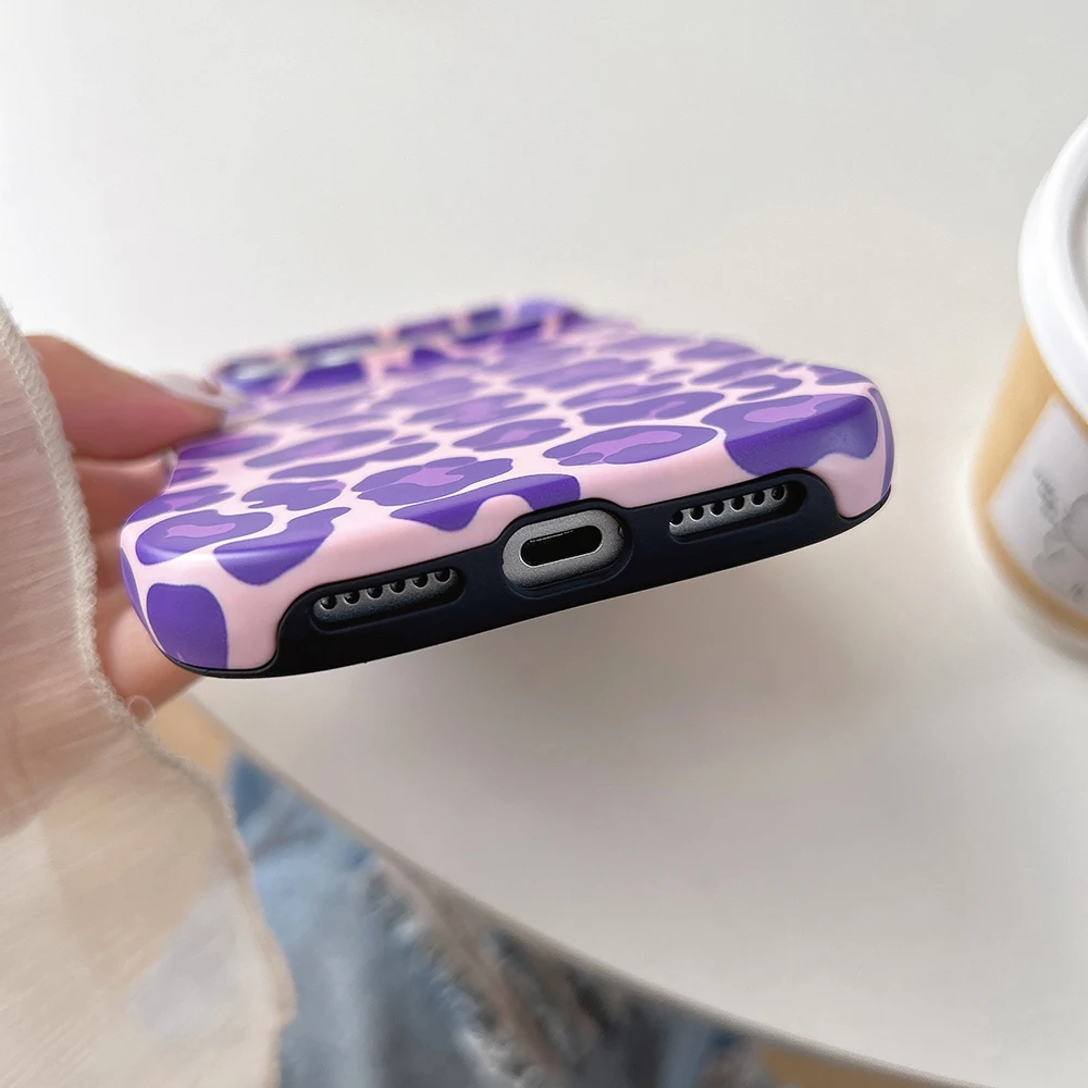 Modische 2-in-1-Handyhülle mit Leopardenmuster für iPhone 13 14 15 16 17 18 Pro Max, Wellenkanten, angenehme Haptik, harte, schlanke Hülle – Detail 12