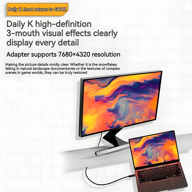Adapter USB-C magnetyczny 240W Metalowy 80Gbps Monitor wideo 8K Konwerter ładowania USB typu C do MacBook iPad Pro Telefon Tablet Laptop — zdjęcie produktu 4