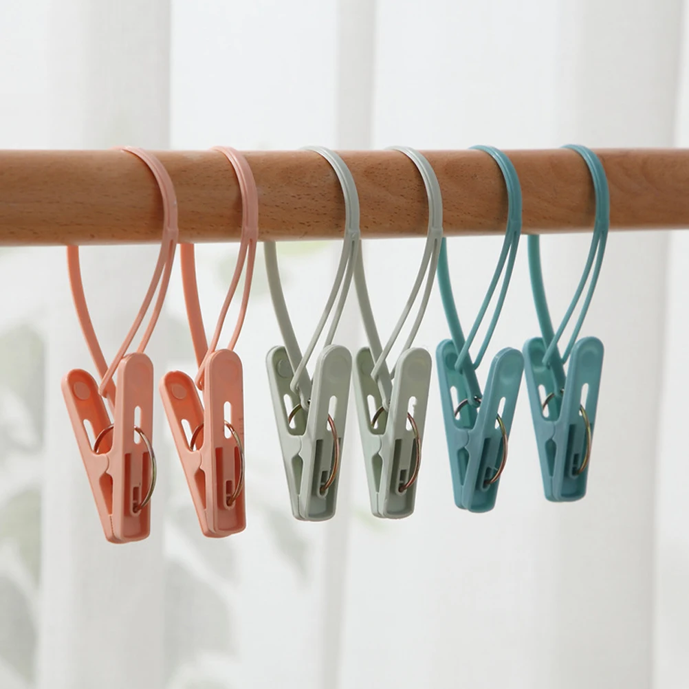 

12 Pcs Anti Slip Clothes Clips Drying Lanyard Socks Windproof Clothespins Clip Blanket Quilt Clamps Home Laundry Pins